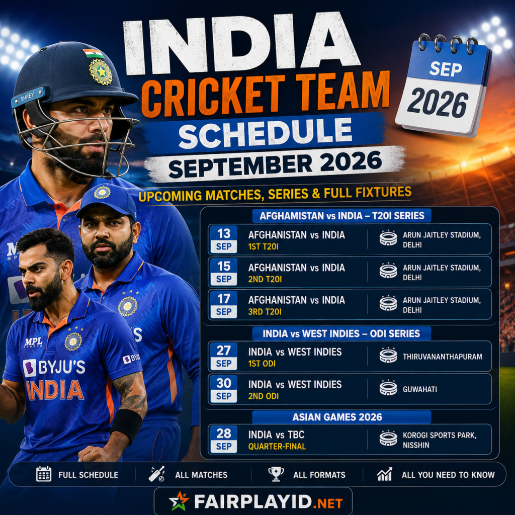 Indian cricket team schedule fairplay