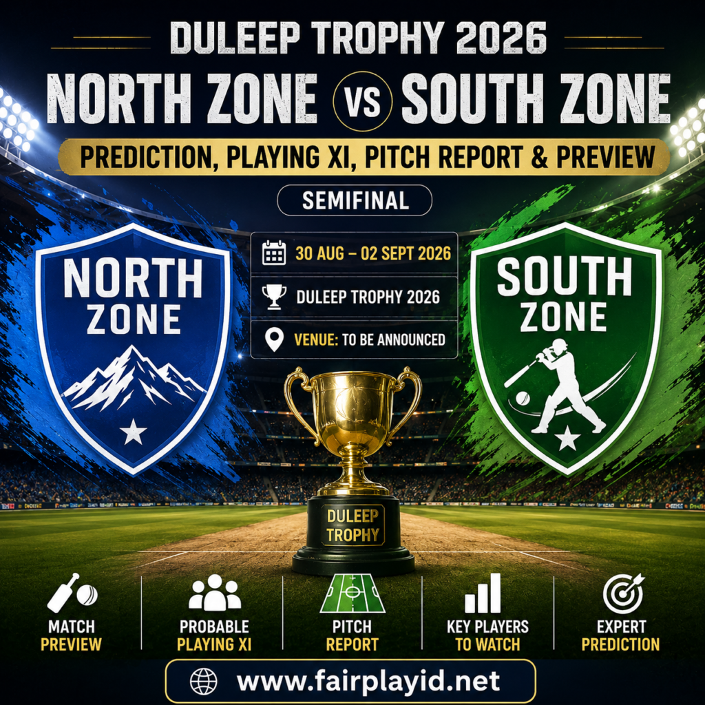 Duleep Trophy 2026: North Zone vs South Zone Prediction, Playing XI, Pitch Report & Match Preview
