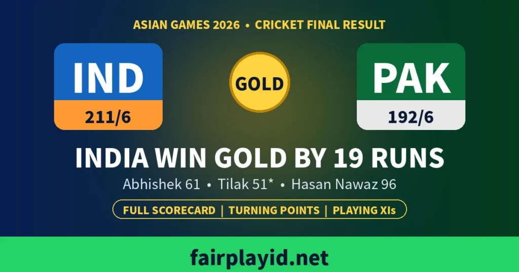 India vs Pakistan Asian Games 2026 final result